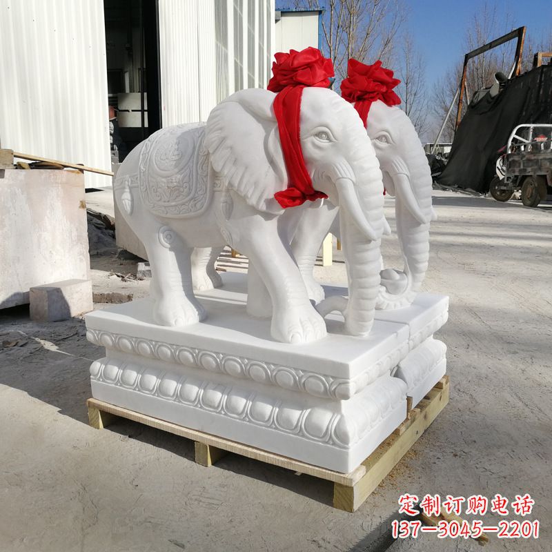 大同招财大象石雕摆门口