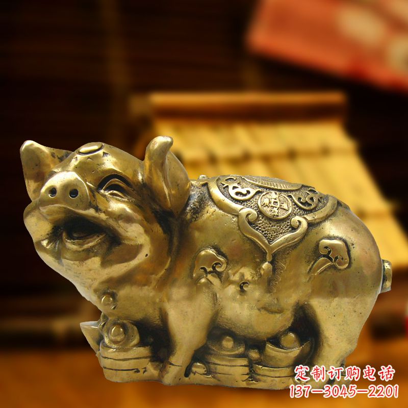 大同招财金猪铜雕-风水生肖动物雕塑企业商场美陈摆件