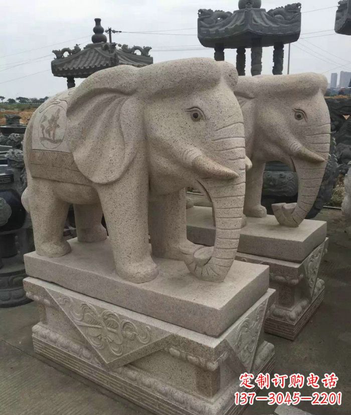 大同招财进宝大理石大象石雕