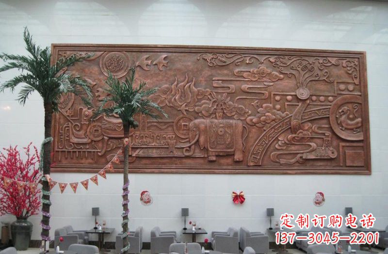 大同招财进宝大象铜浮雕