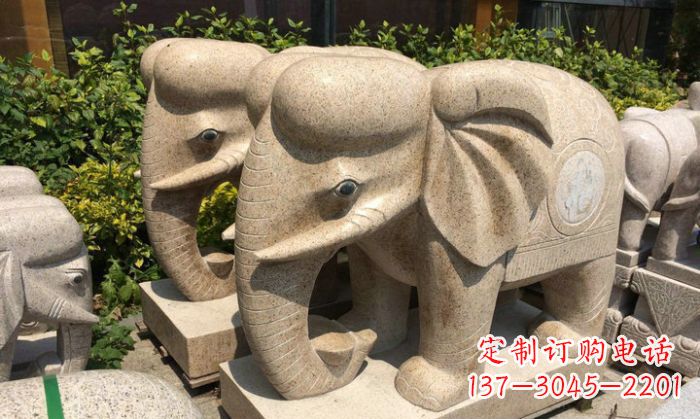 大同招财进宝砂岩大象石雕
