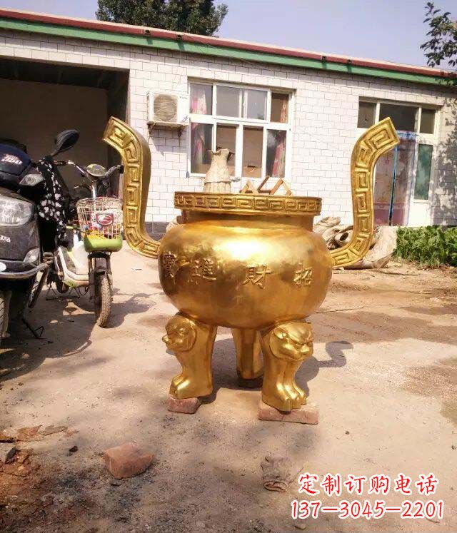 大同招财进宝香炉寺庙铜雕