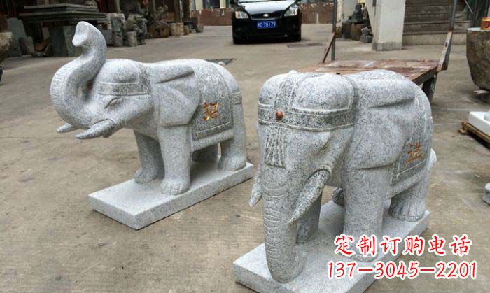 大同招财进宝芝麻灰大象石雕 (2)