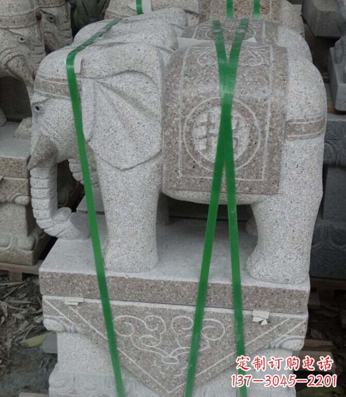 大同招财进宝芝麻灰大象石雕 (4)