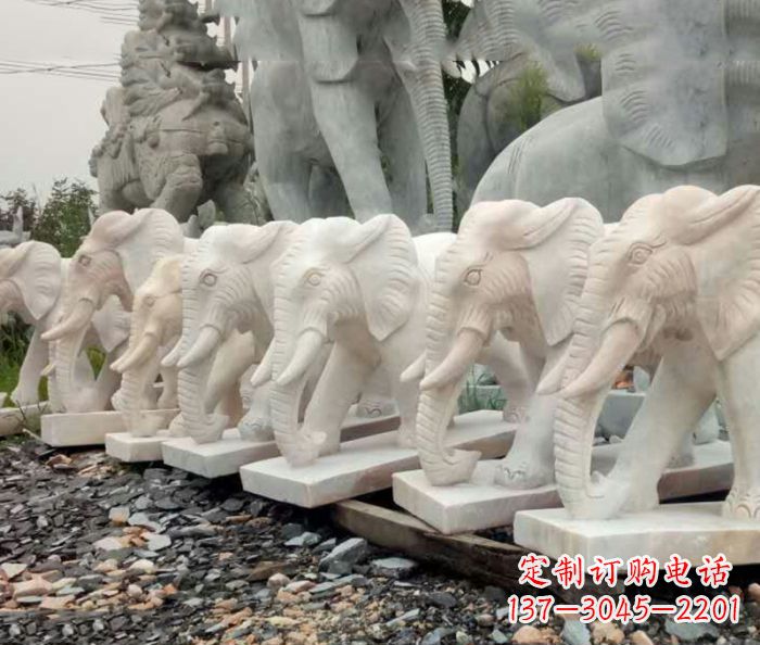 大同招财晚霞红大象石雕 (3)
