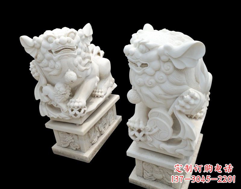 大同招财献钱狮子石雕