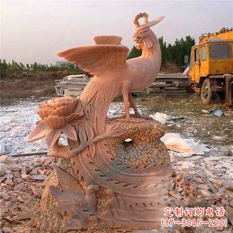 大同中国古代传说中的瑞鸟凤凰牡丹石雕