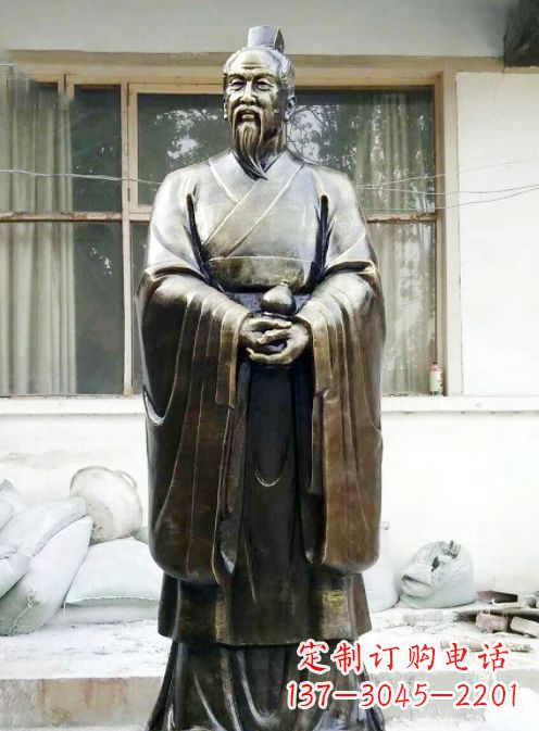 大同中国古代名医扁鹊铸铜雕像半身像