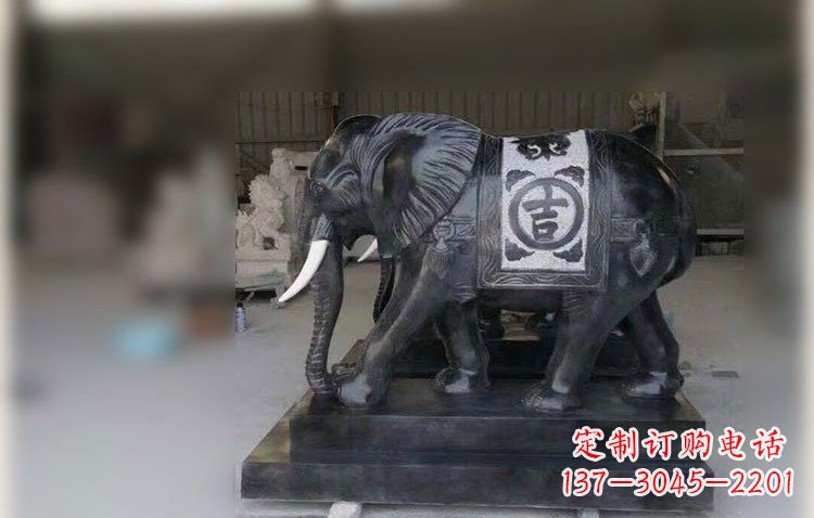 大同中国黑石材大象雕塑