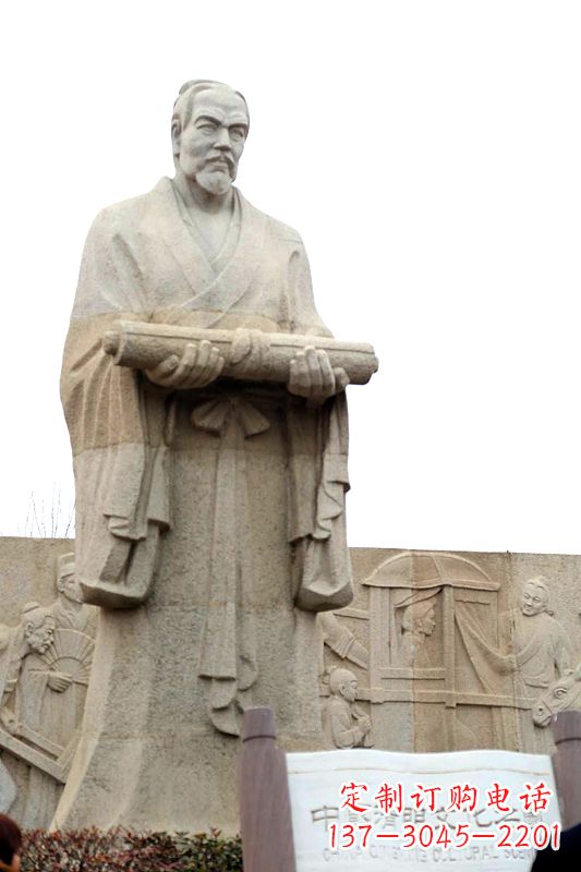 大同中国历史名人北宋绘画大师清明上河图画家张择端汉白玉石雕像