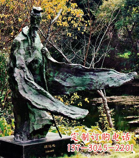 大同中国历史名人东晋杰出画家诗人顾恺之铜雕像