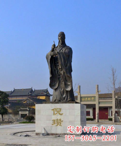 大同中国历史名人元末明初画家诗人倪瓒铜雕塑像
