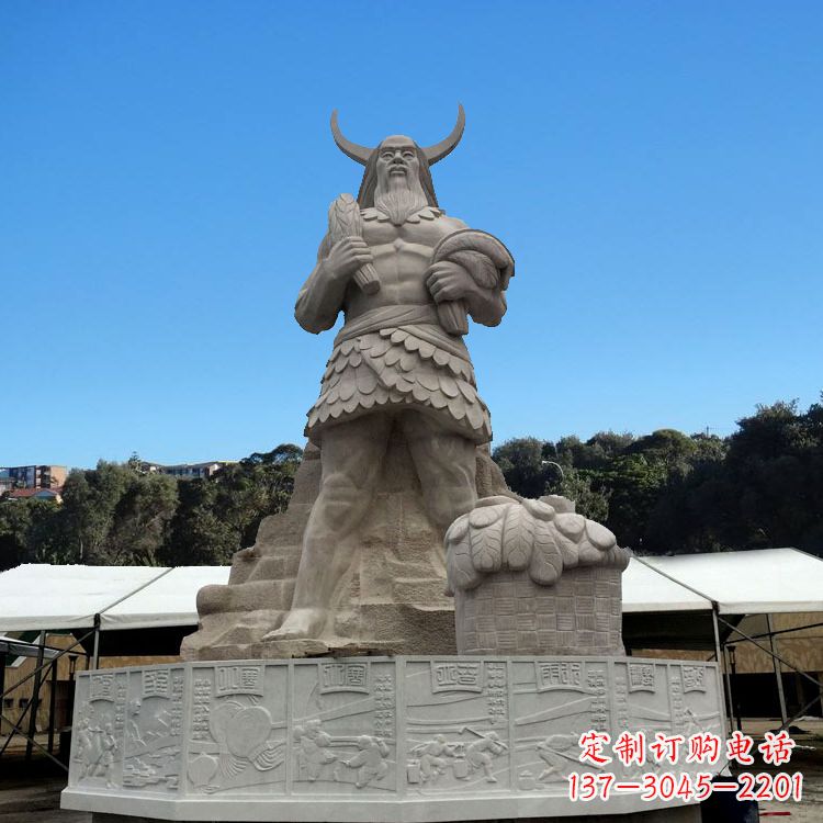 大同中国上古人物人文初祖汉白玉神农雕像
