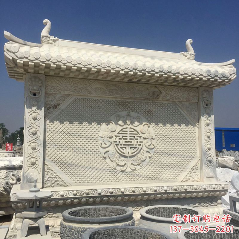大同中式庭院影壁石雕-中国古建大门萧墙