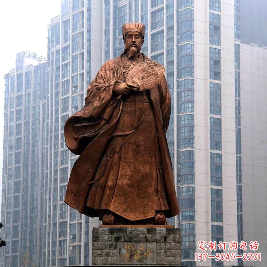 大同诸葛亮城市景观铜雕像-中国古代著名人物三国谋士卧龙先生雕塑