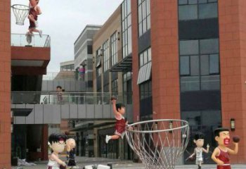 大同校园卡通人物打篮球雕塑