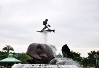 大同鱼和小孩水景喷泉