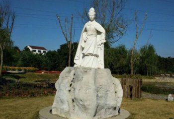 大同虞姬石雕塑-公园历史名人楚汉时期美女雕像