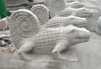 大同园林水池水景鳄鱼砂岩喷水雕塑