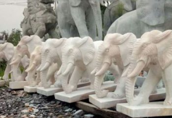 大同招财晚霞红大象石雕 (3)