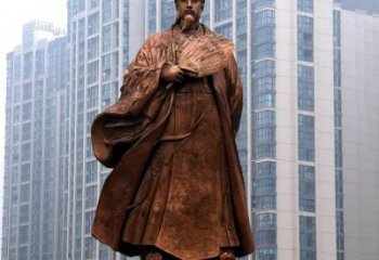 大同诸葛亮城市景观铜雕像-中国古代著名人物三国谋士卧龙先生雕塑
