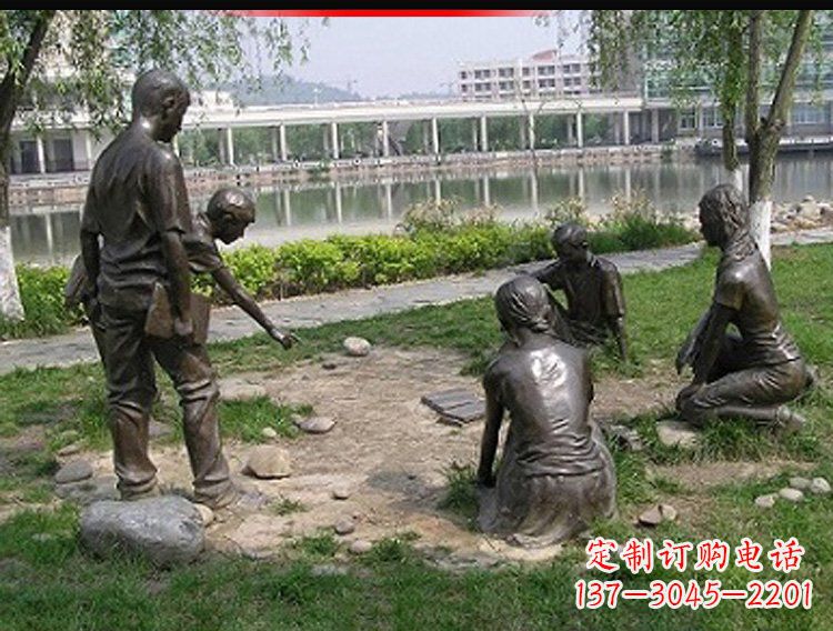 大同铸铜老师和学生雕塑