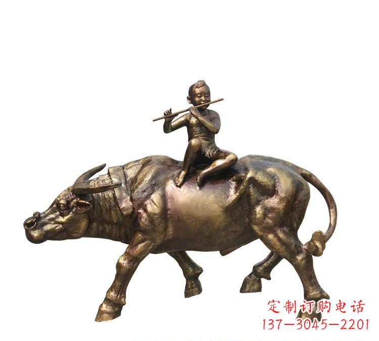 大同铸铜牧童牛雕塑