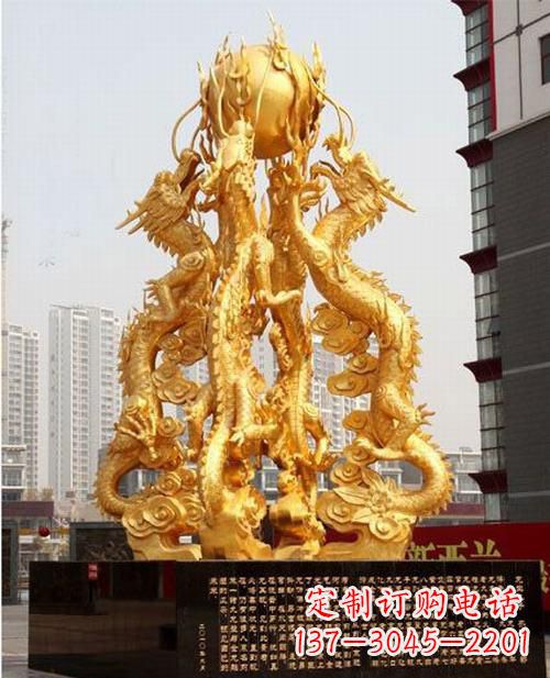 大同铸铜四龙戏珠雕塑