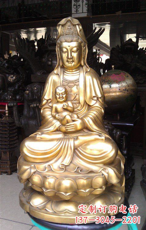 大同铸铜送子观音雕塑