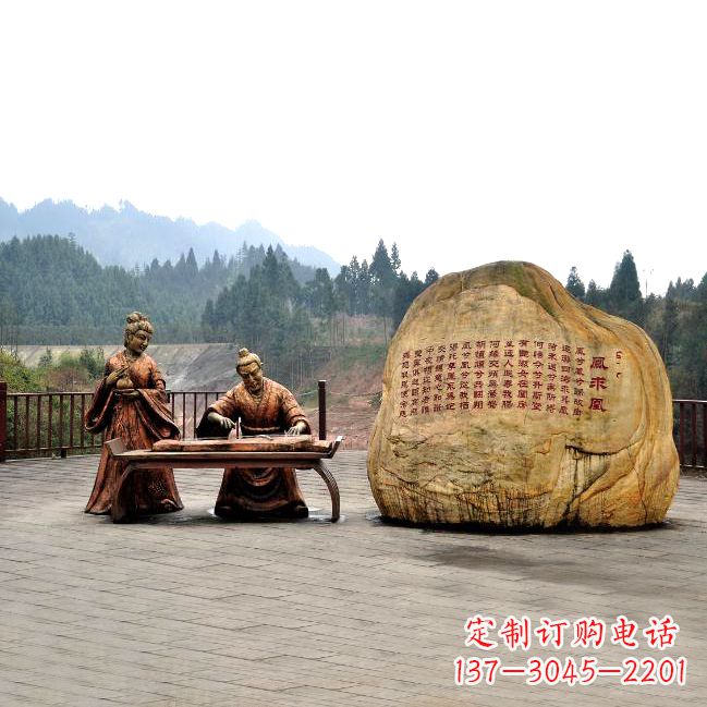 大同卓文君与司马相如凤求凰公园景观雕塑-历史典故人物情景雕塑