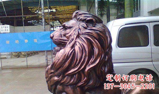 大同紫铜西洋狮子铜雕 (2)