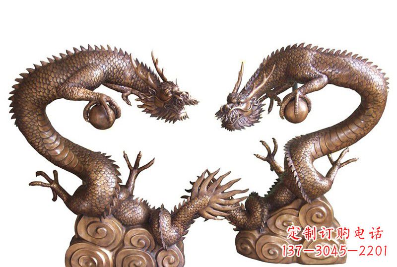 大同紫铜铸双龙戏珠