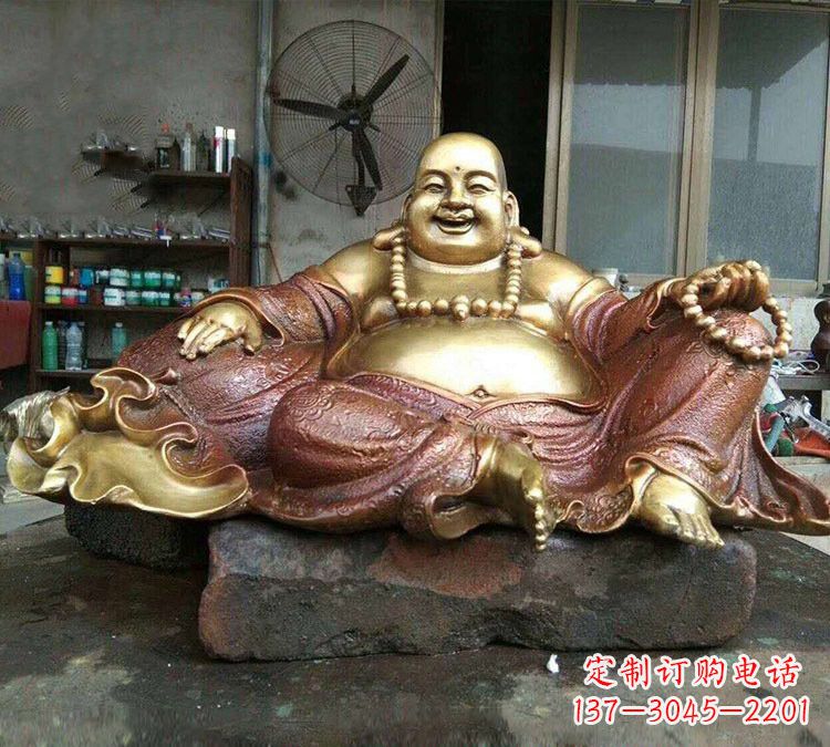 大同宗教供奉坐式弥勒佛铜雕