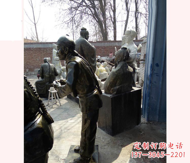 大同作揖的店小二铜雕