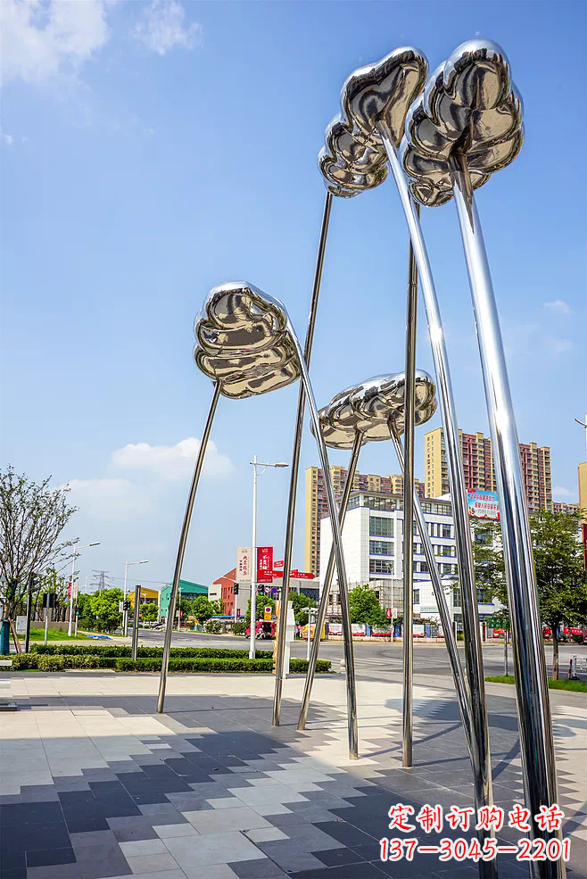 大同荷叶雕塑-广场不锈钢抽象艺术荷叶雕塑