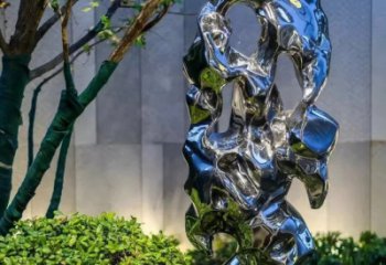 大同太湖石雕塑-园林景观不锈钢镜面抽象太湖石雕塑